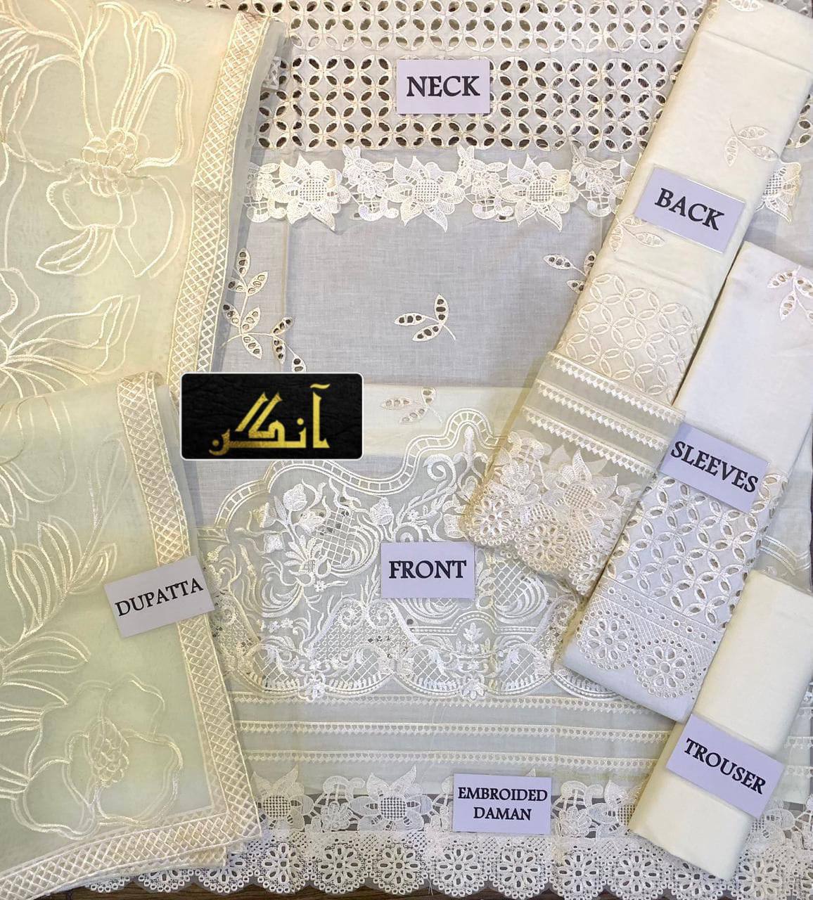 *MUSHQ* lawn cotton chikankari embroidered luxury unstiched 3pc✓