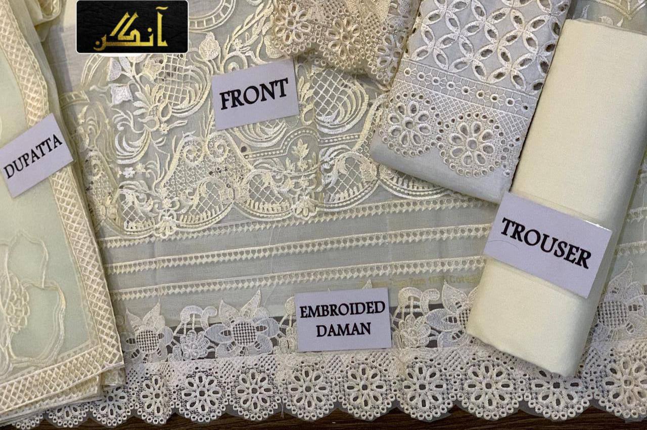 *MUSHQ* lawn cotton chikankari embroidered luxury unstiched 3pc✓
