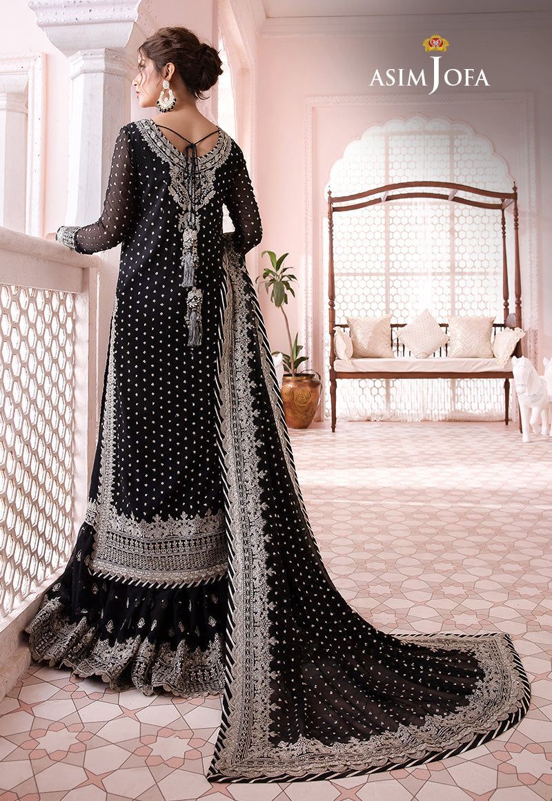 BRAND:ASIM JOFA chiffon embroidered & sequence luxury patch work unstitced 3pc✓