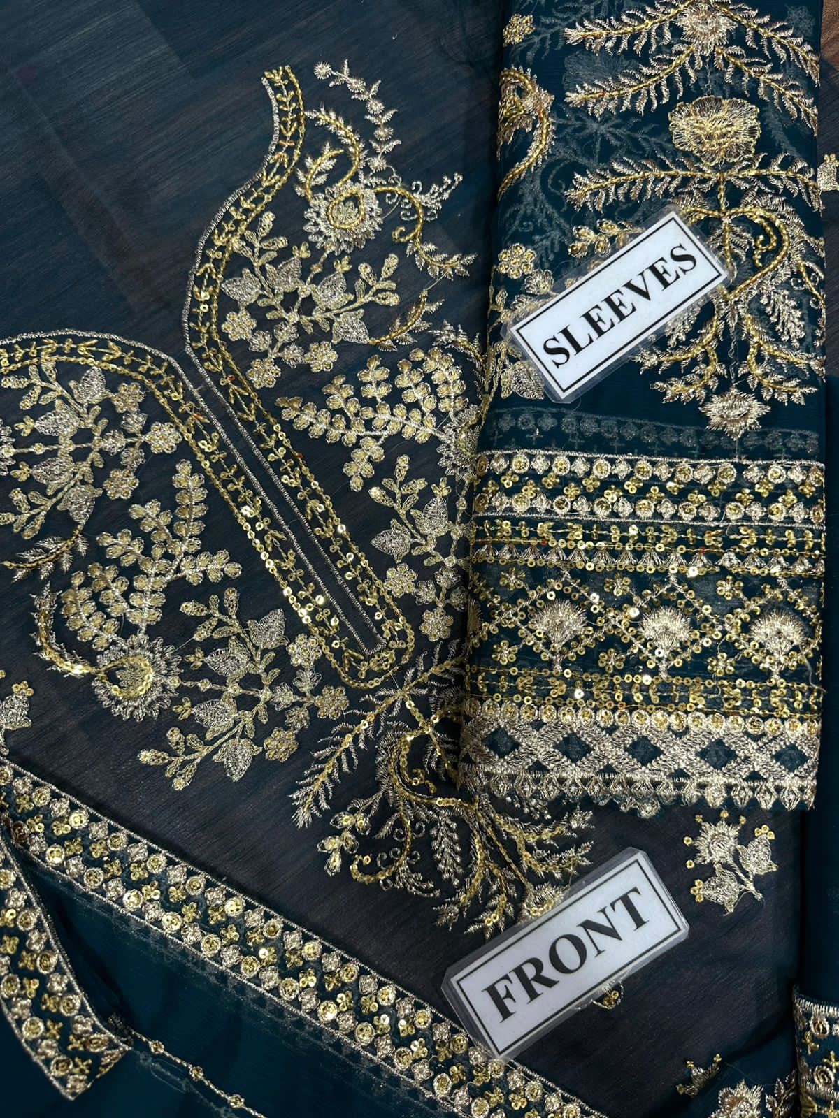 chiffon embroidered & sequence unstiched 3pc✓