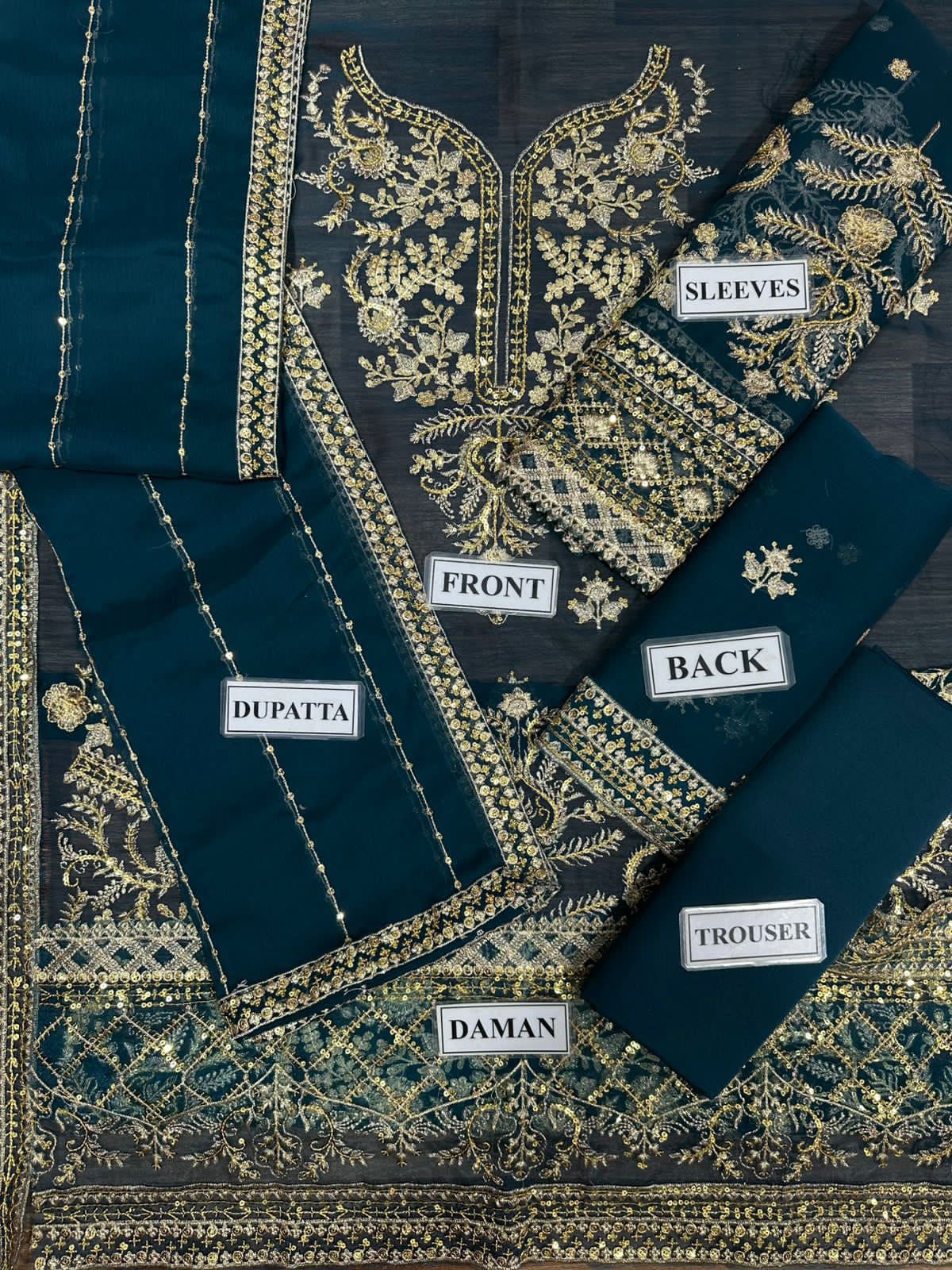 chiffon embroidered & sequence unstiched 3pc✓