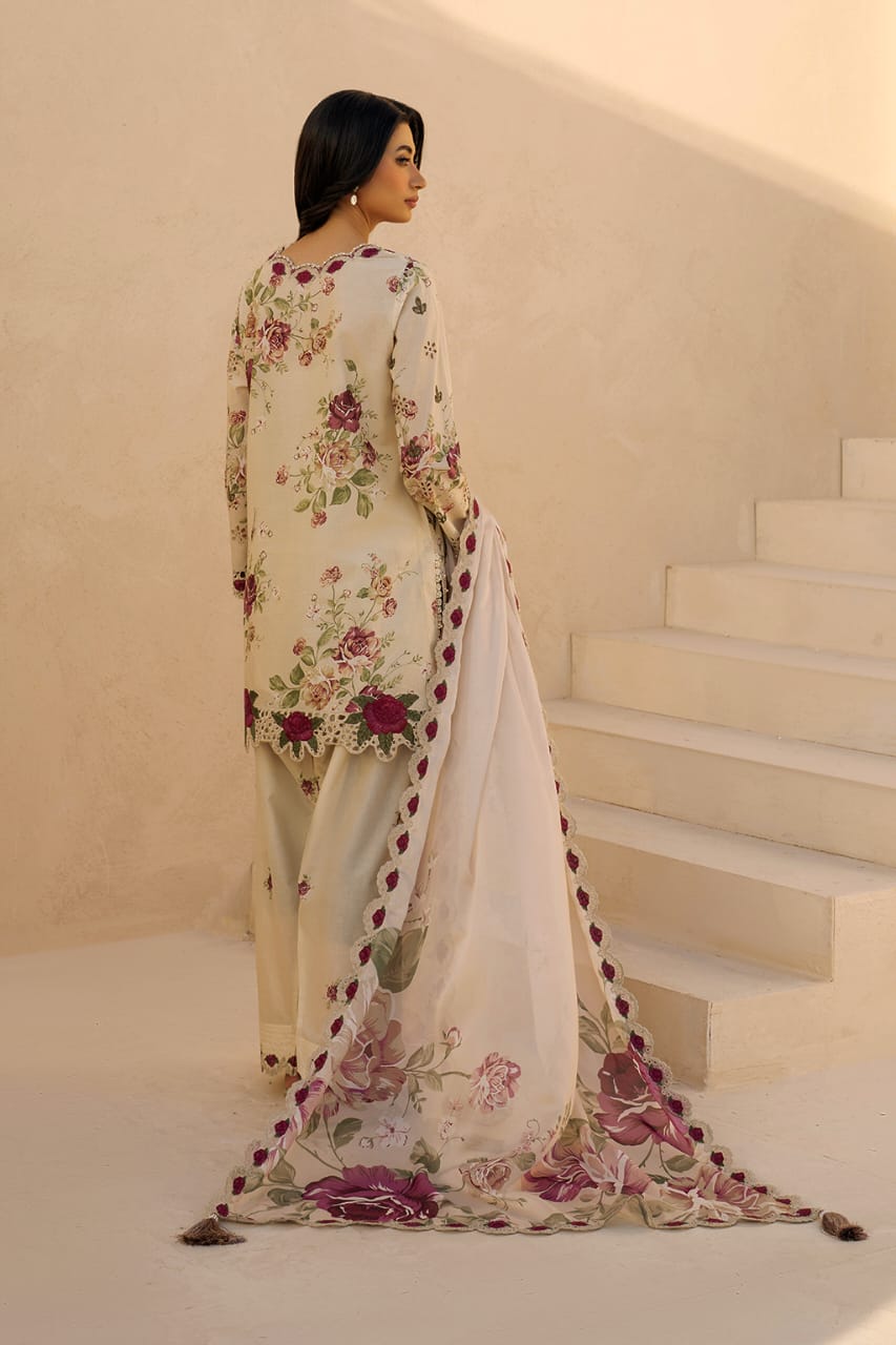 BRAND:IZNIIK lawn:Chikankari embriodered luxury unstiched 3pc