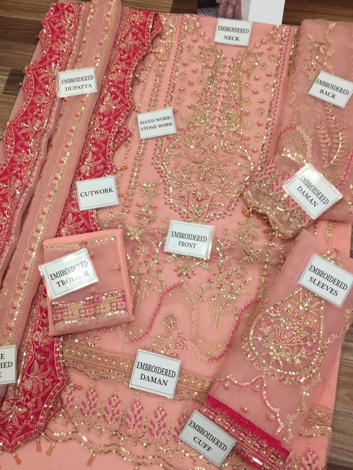 BRAND:AFROZEH organza embroidered luxury unstiched 3pc