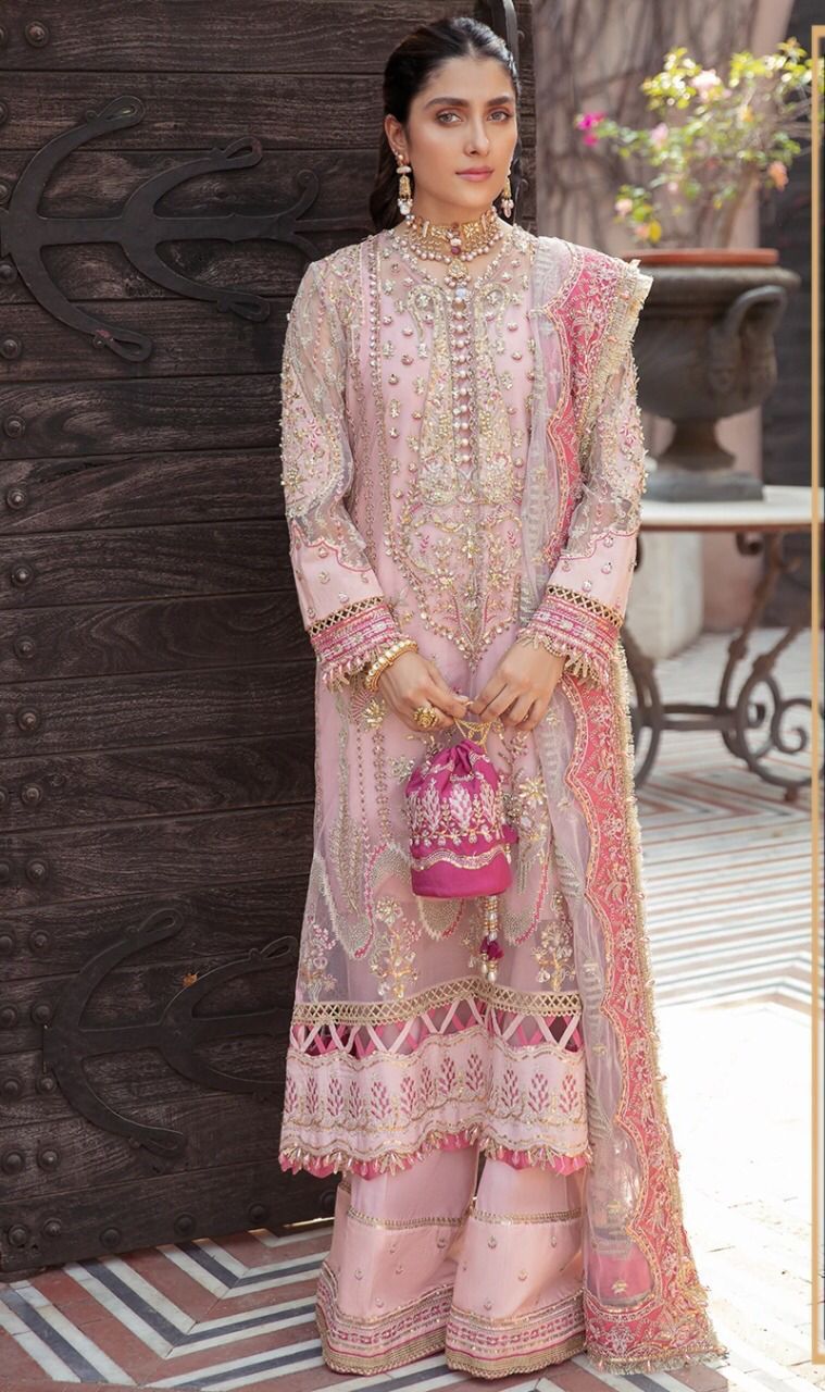 BRAND:AFROZEH organza embroidered luxury unstiched 3pc