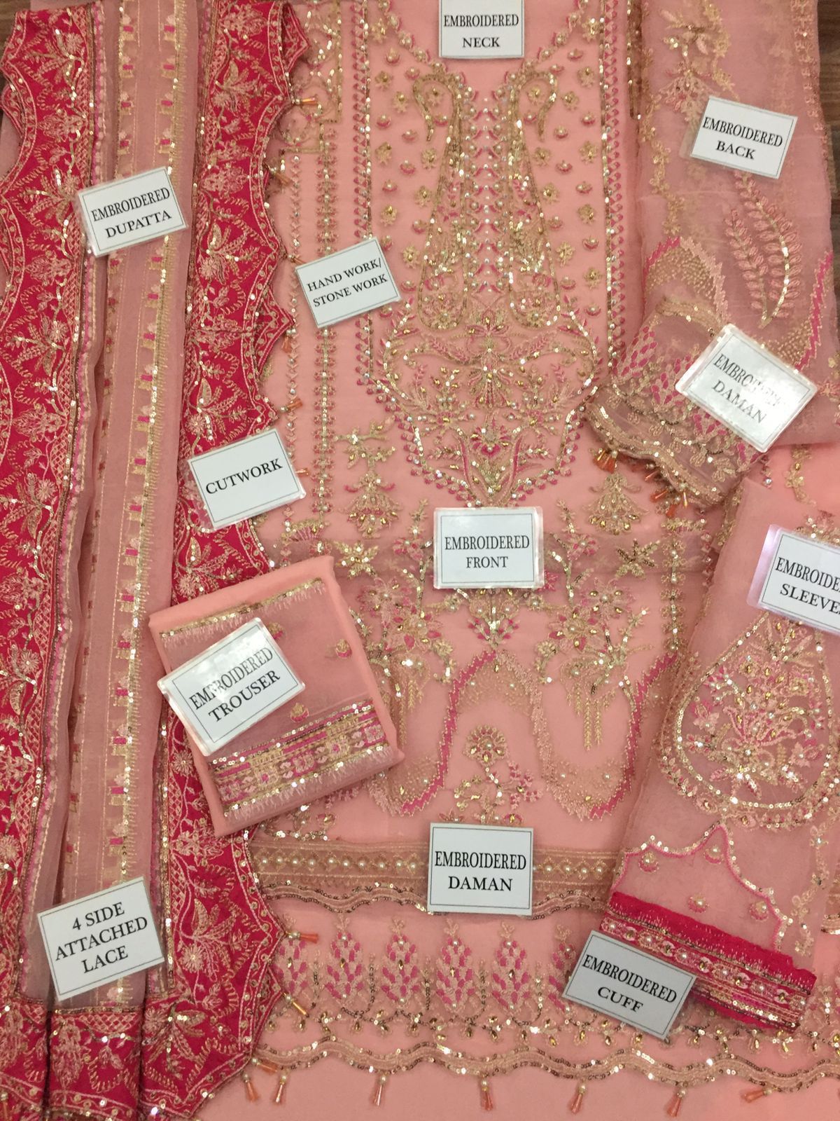 BRAND:AFROZEH organza embroidered luxury unstiched 3pc