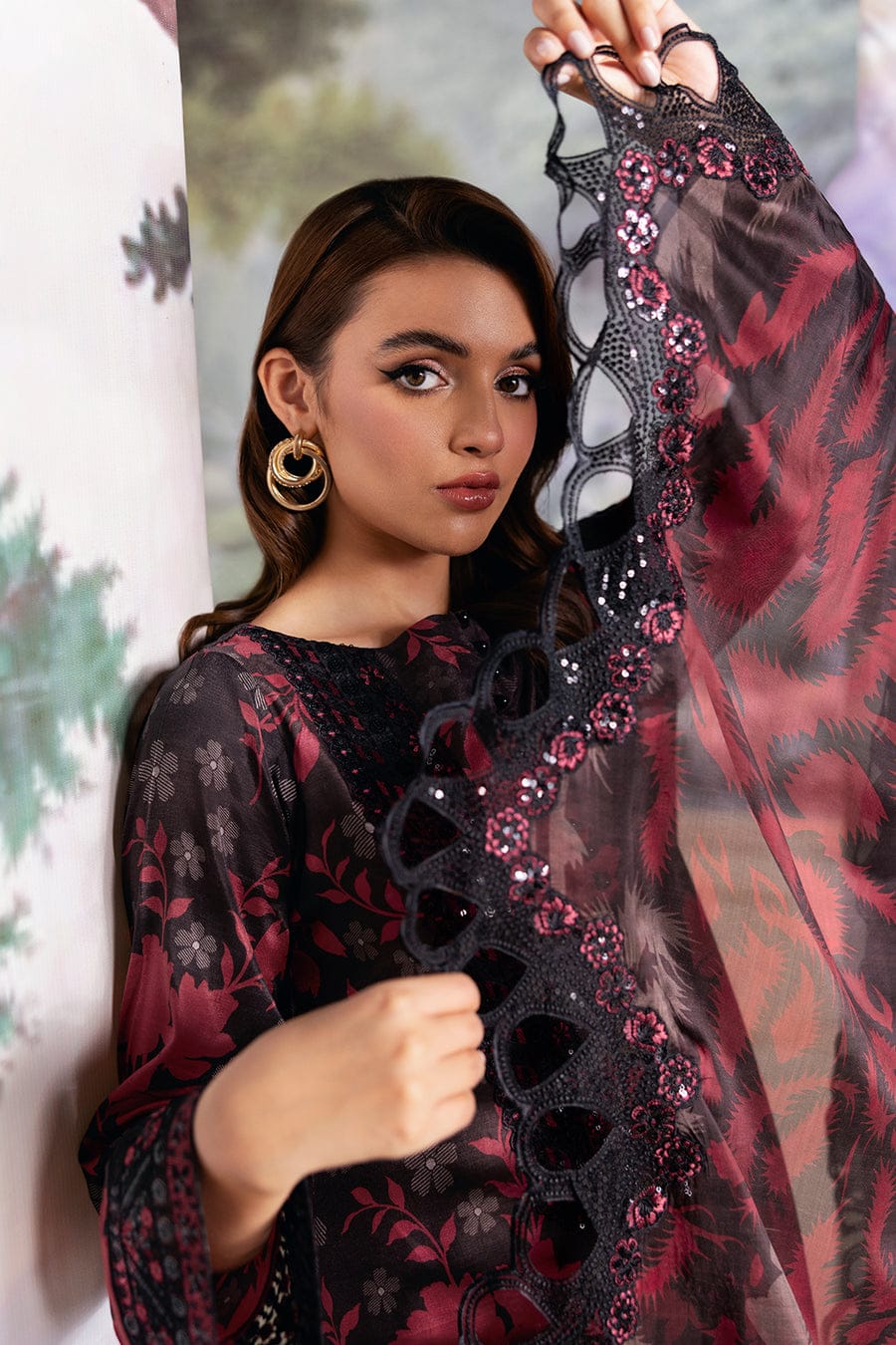 BRAND:RAMSBHA lawn embroidered patch work unstitced 3pc