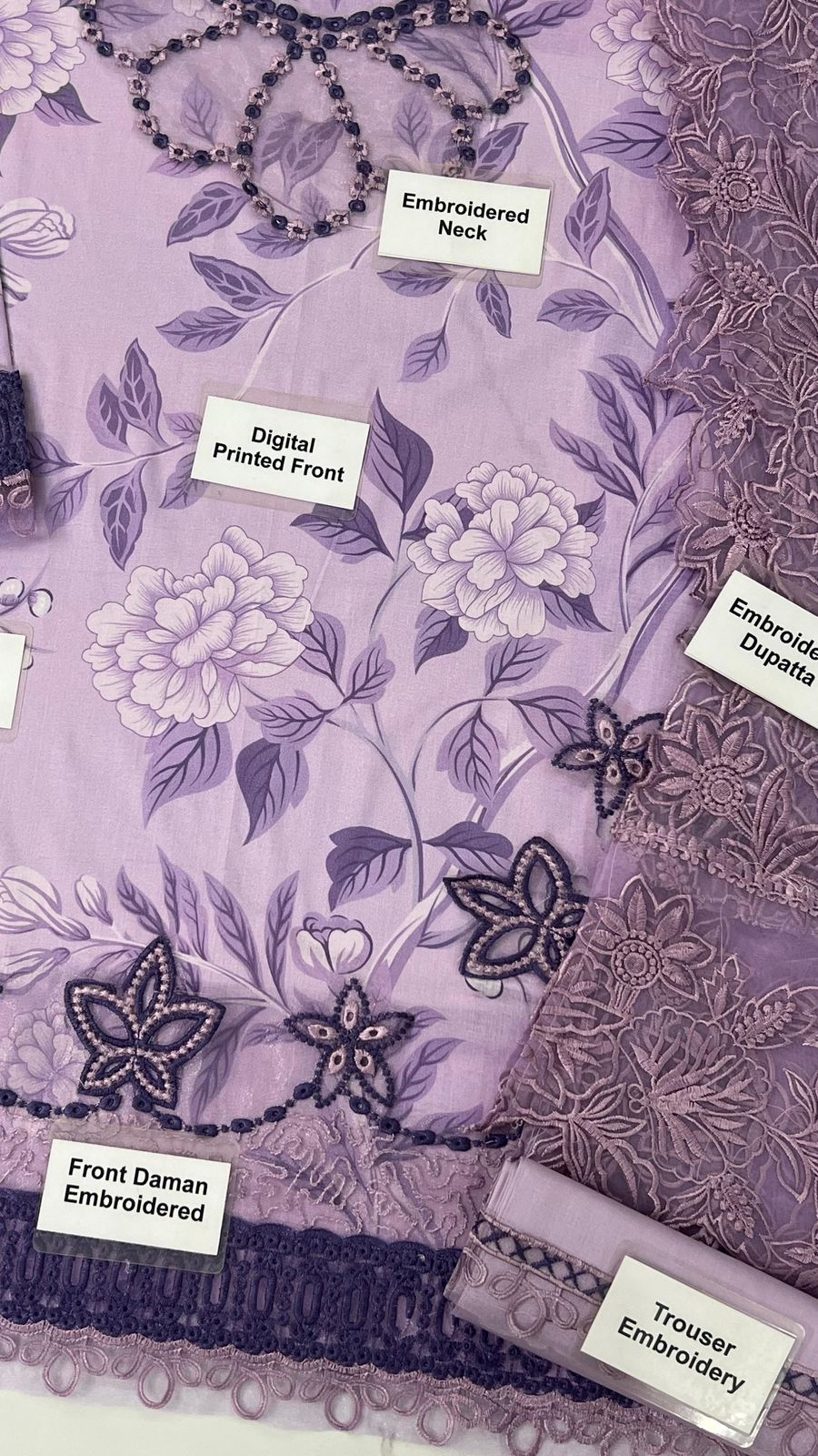BRAND:MUSHQ lawn printed embroidered patch-work unstitced 3pc