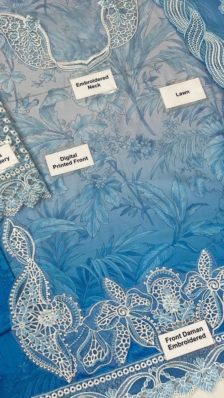 BRAND:MUSHQ lawn embriodered patch work unstitced 3pc