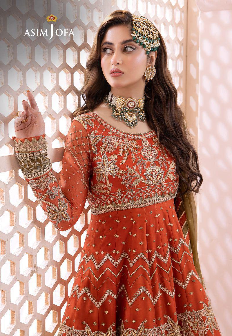BRAND:ASIM JOFA chiffon embroidered frock luxury unstiched 3pc