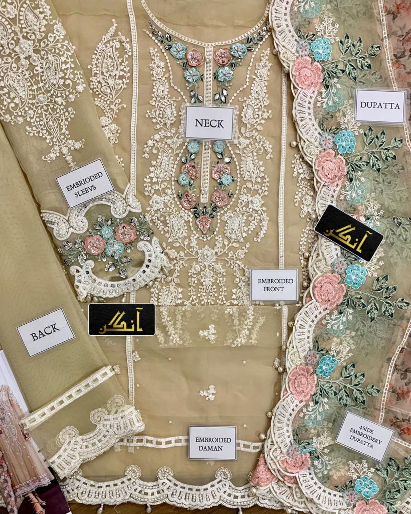 BRAND:MARIA.B chiffion embroidered adda work formal wear unstitched 3pc