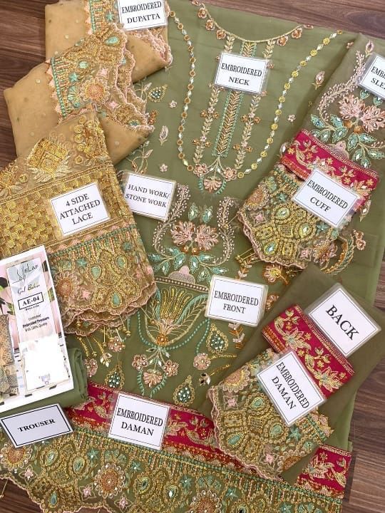 BRAND:ELAF organza embroidered & sequence luxury unstiched 3pc