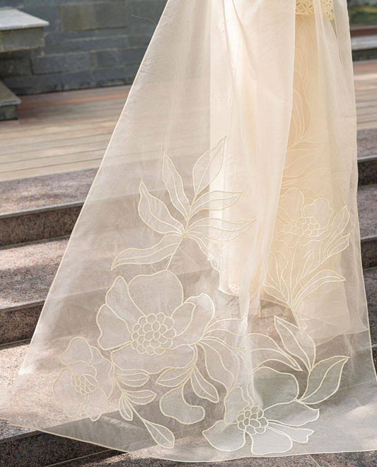 *MUSHQ* lawn cotton chikankari embroidered luxury unstiched 3pc✓