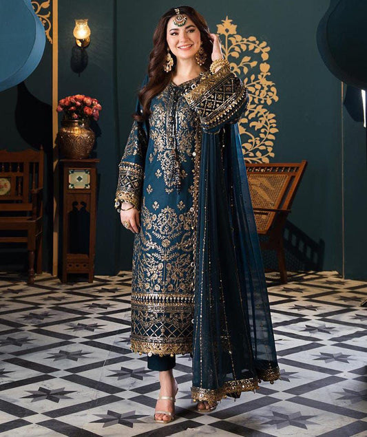 chiffon embroidered & sequence unstiched 3pc✓