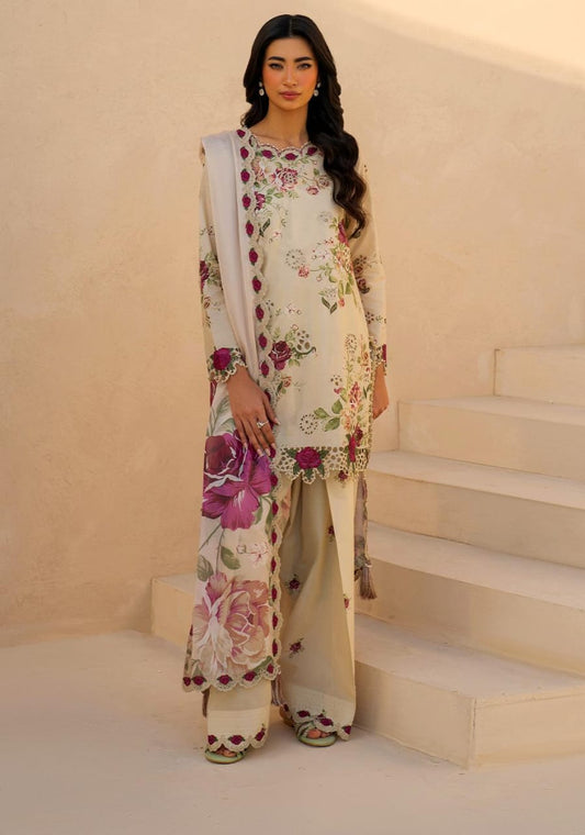 BRAND:IZNIIK lawn:Chikankari embriodered luxury unstiched 3pc