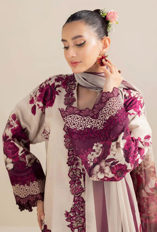 BRAND:ADAN LIBAS lawn embroidered patch work unstitced 3pc✓
