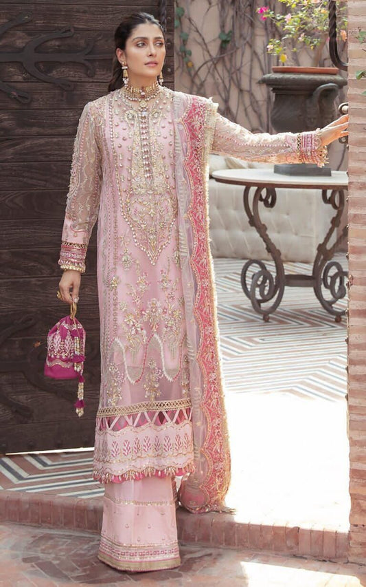 BRAND:AFROZEH organza embroidered luxury unstiched 3pc