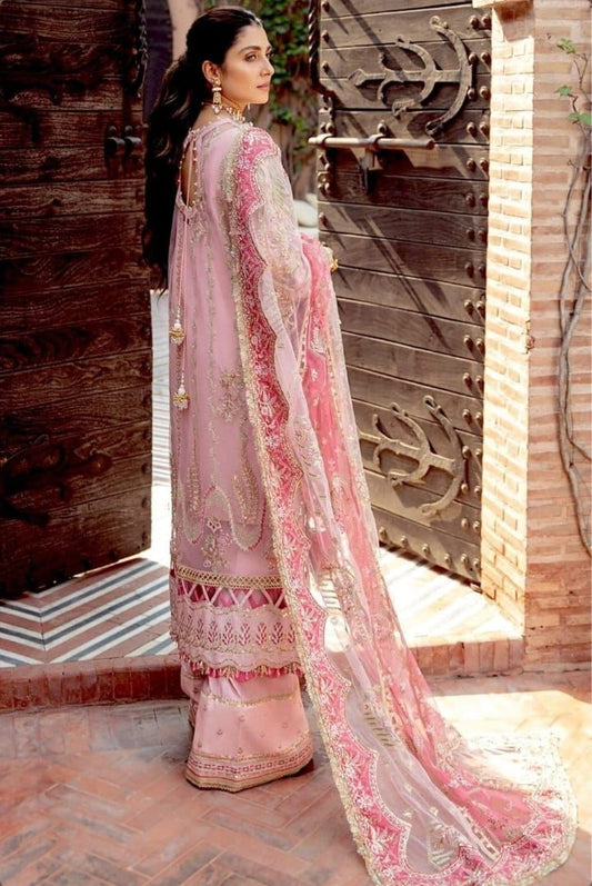 BRAND:AFROZEH organza embroidered luxury unstiched 3pc