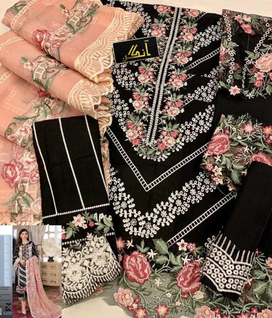 BRAND:CRIMSON chikankari luxury embriodered cotton eid jora unstitced 3pc