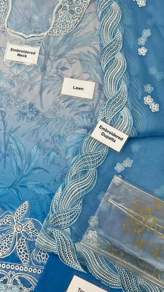 BRAND:MUSHQ lawn embriodered patch work unstitced 3pc