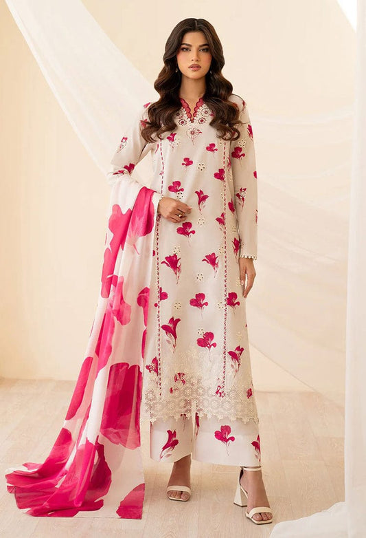 BRAND:IZNIK lawn chikankari embriodered luxury patch work unstitced 3pc