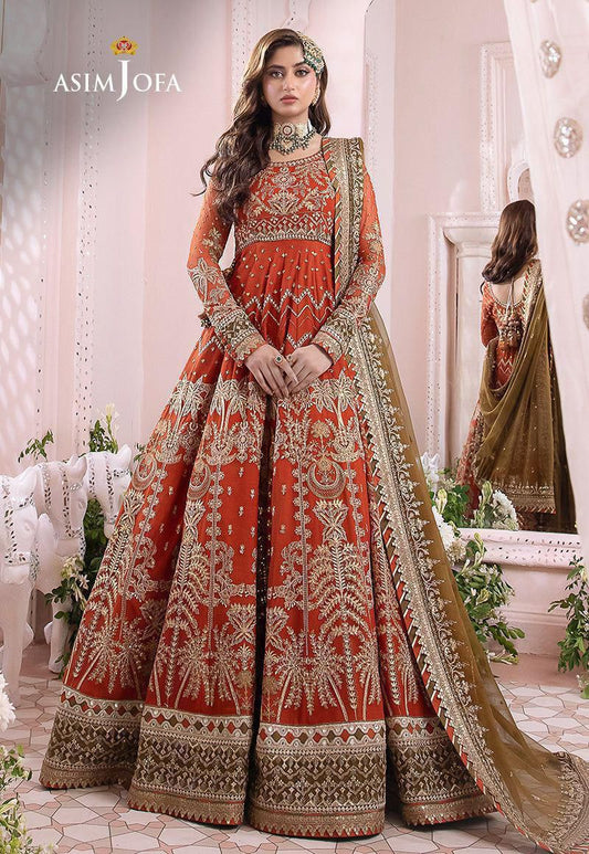 BRAND:ASIM JOFA chiffon embroidered frock luxury unstiched 3pc