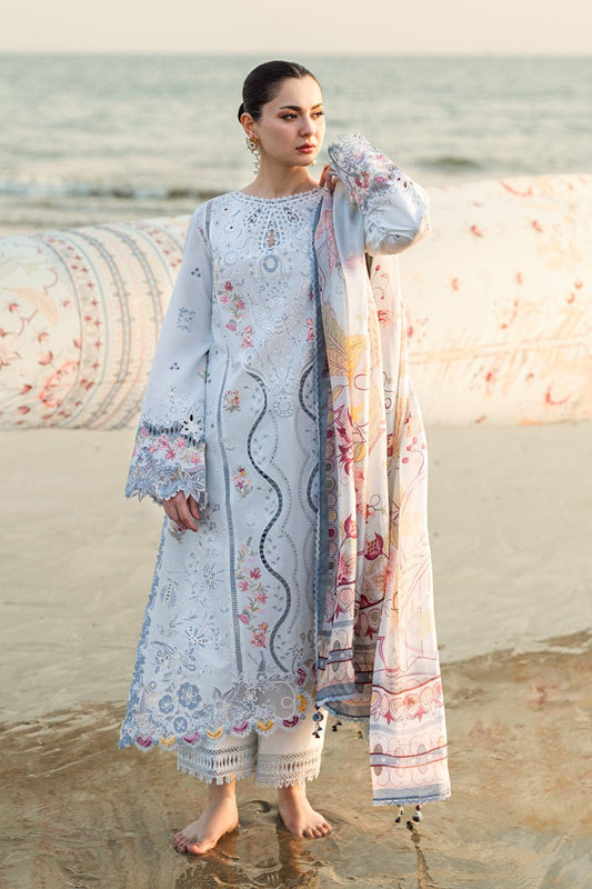 BRAND:QALAMQAR chikankari embriodered luxury cotton unstitced 3pc
