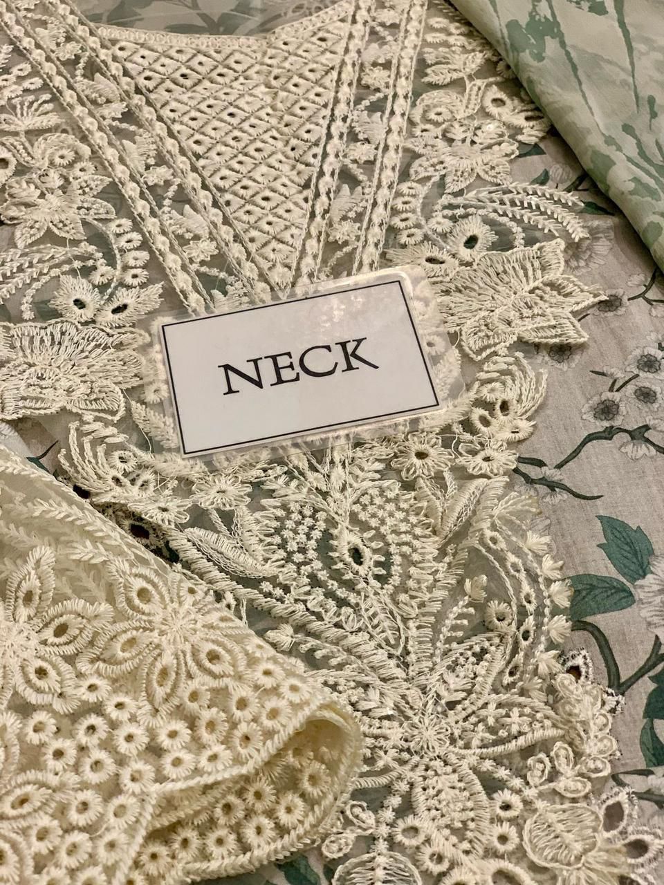 BRAND:AFROZEH chikankari embriodered lawn unstitched 3pc