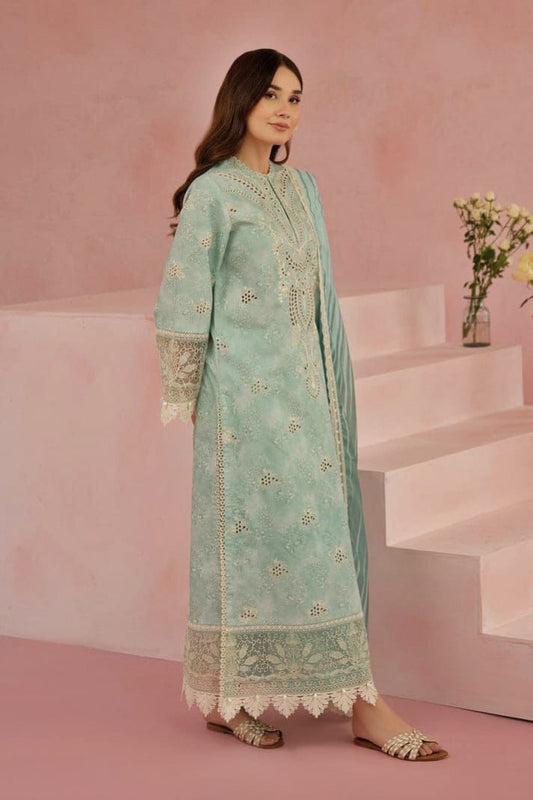 BRAND:AFROZEH chikankari lawn embroidered patch work unstitced 3pc