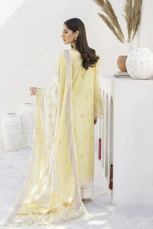 BRAND:BAROQUE lawn chikankari printed embriodered patch work unstitced 3pc