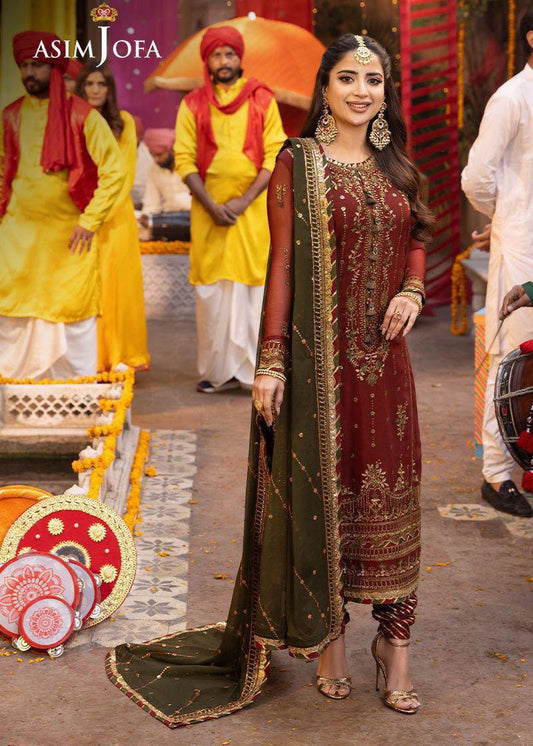 BRAND:ASIM JOFA chiffon embroidered & sequence unstiched 3pc