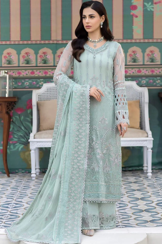 BRAND:FLOSSIE organza embroidered cutwork adda work luxury unstitched 3pc