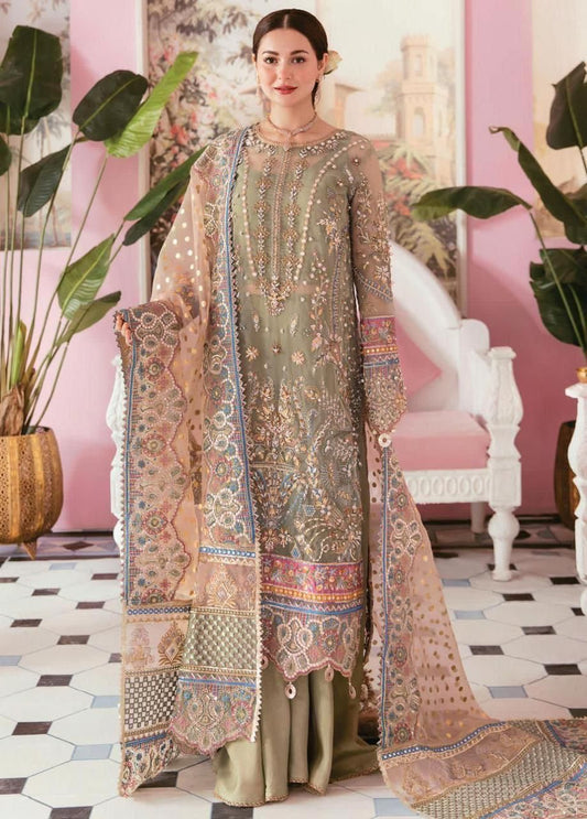 BRAND:ELAF organza embroidered & sequence luxury unstiched 3pc